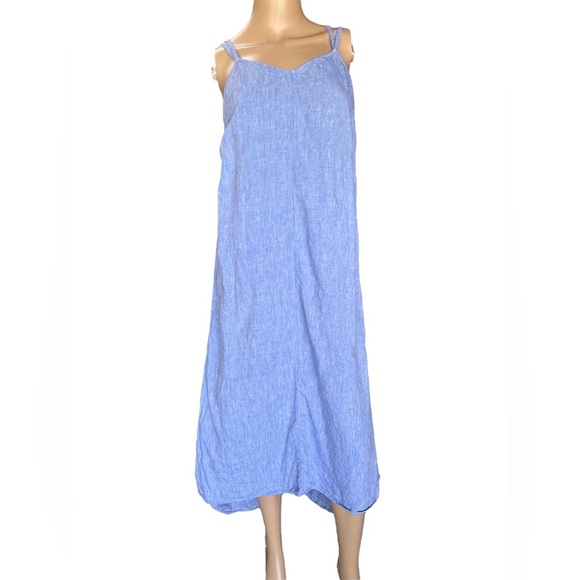 Antibes Blanc 100% Linen Coastal Tropical Lagom Beach Dress Women XS Strappy EUC - Picture 1 of 10